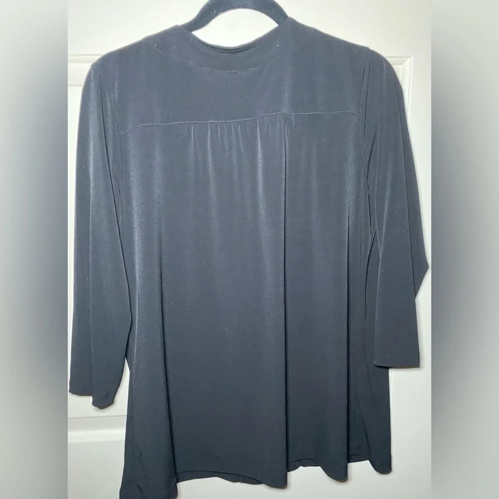 IZOD Silver Crest Black Cardigan Sweater Medium V-Neck Single Button‎ 3/4 Sleeve